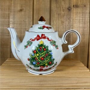 Lefton China Musical Teapot 1990 “We Wish You A Merry Christmas” Hand Painted